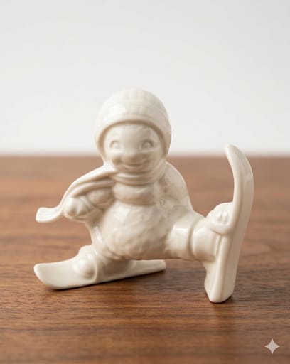 Detail německé  porcelánové figurky lyžaře model 9|8.