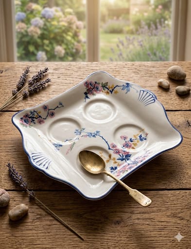 Elegantní porcelánový podnos na vajíčka Royal Winton.