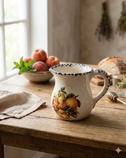 Ručně malovaný džbánek z italské majoliky od keramičky Ceramiche Bianconi Pietro.