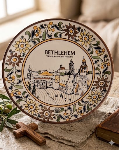 Originální ručně malovaný keramický talíř od Tamimi Ceramics (Hebron).
