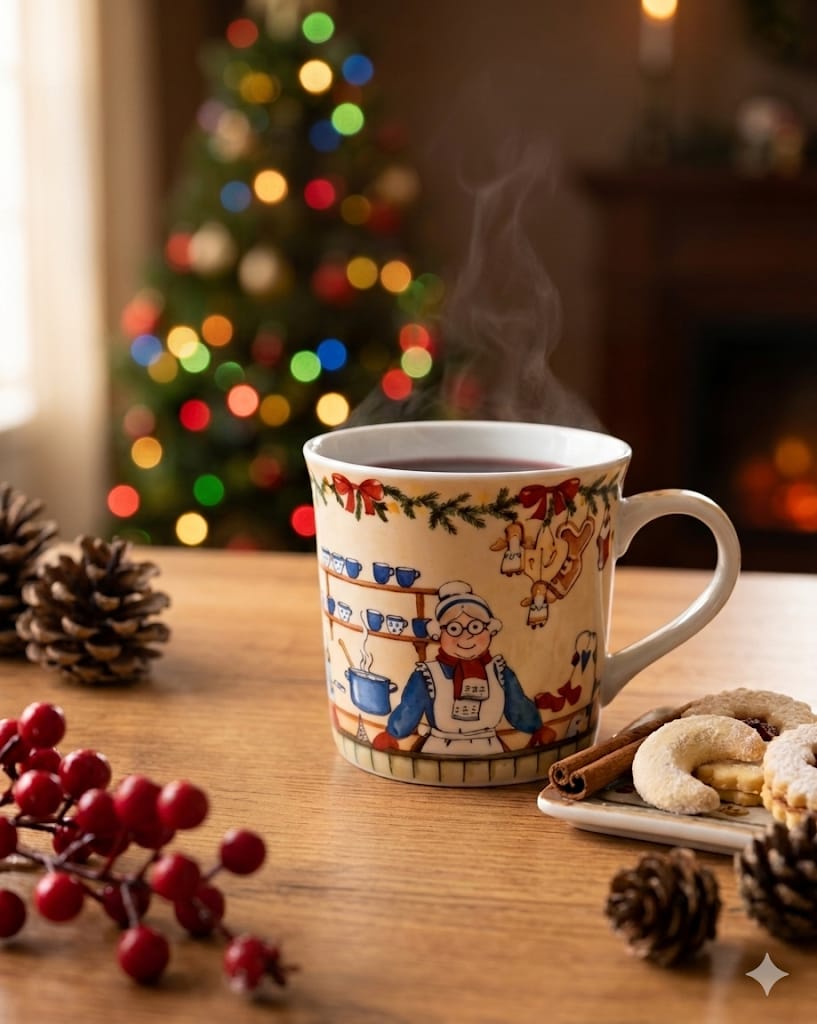 Vánoční porcelánový hrnek Könitz - Oma und Opa.