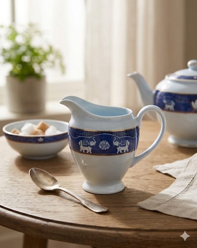 Porcelánová mléčenka Rosenthal Classic Rose s motivem slonů.