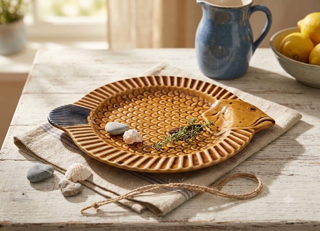 Vintage keramický talíř ve tvaru ryby od Villeroy & Boch - Gallo Neptuno.