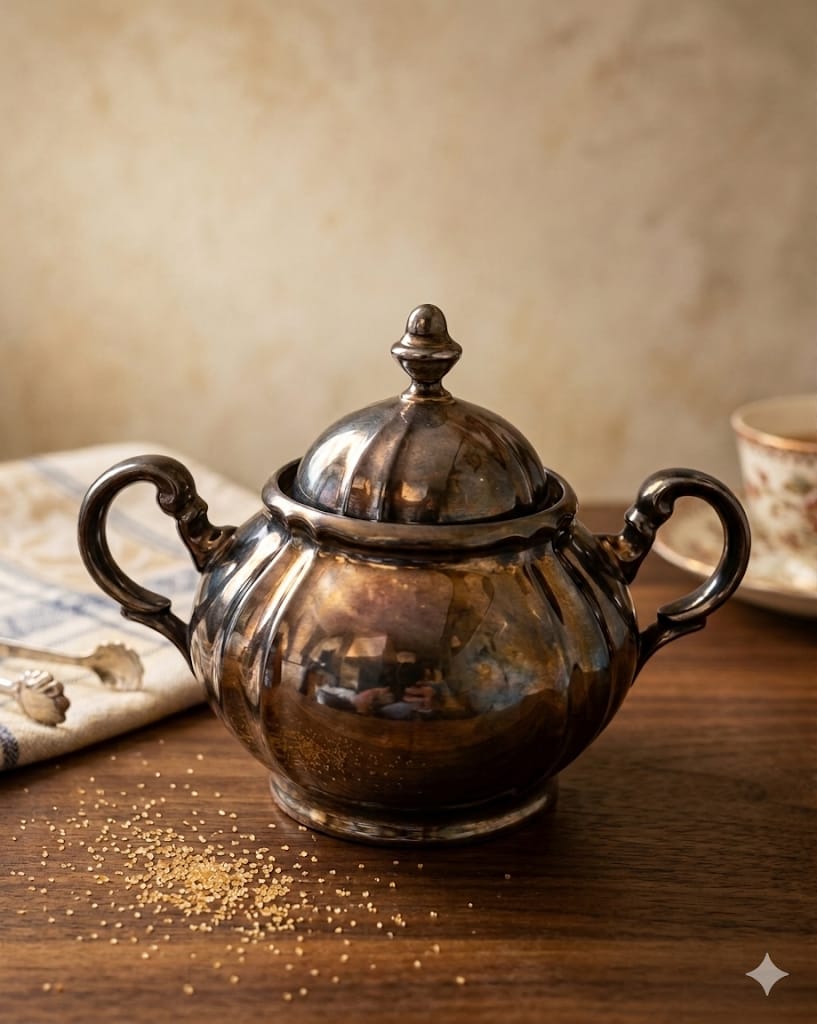Starožitná postříbřená porcelánová cukřenka s pokličkou Bavaria Waldershof.